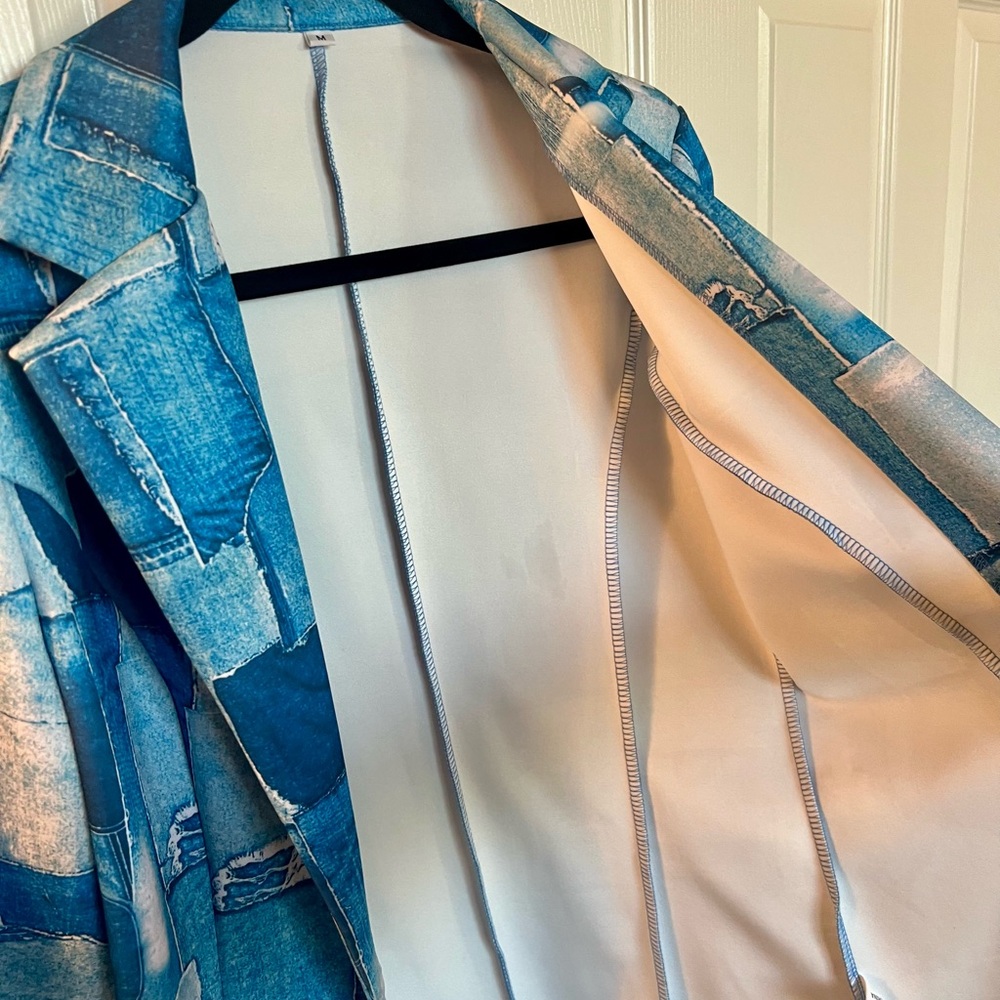 Patchwork Denim Blue Women's Jacket - image 6